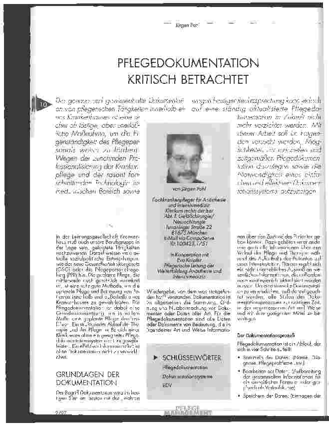 Vorschauseite 1: Pflegedokumentation kritisch betrachtet