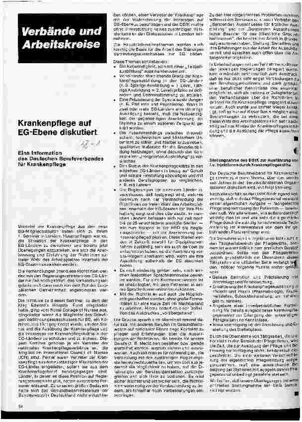 Vorschauseite 1: Krankenpflege auf EG-Ebene diskutiert