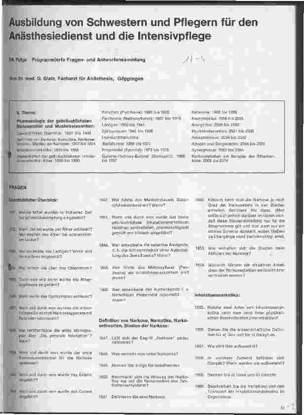 Vorschauseite 1: Ausbildung von Schwestern und Pflegern für den Anästhesiedienst und die Intensivpflege