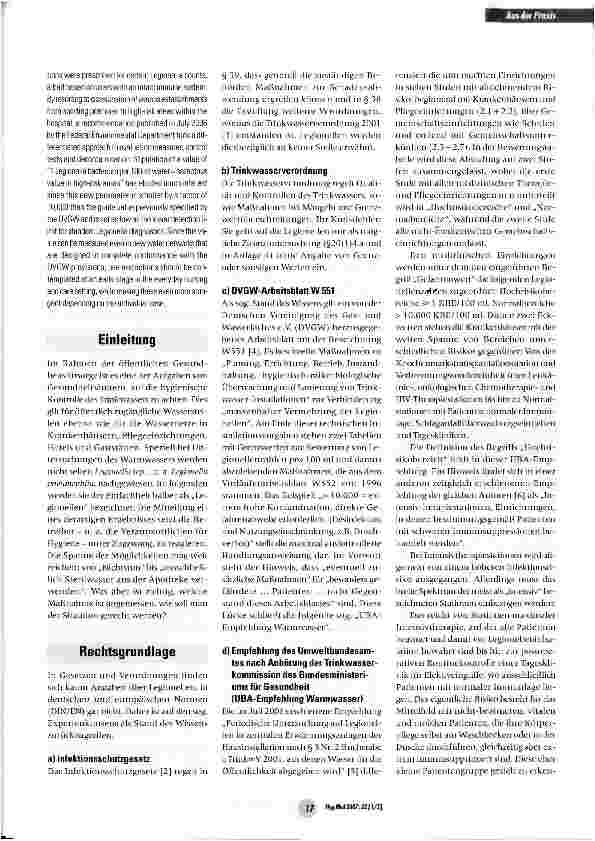 Vorschauseite 2: Patientenversorgung bei legionellenhaltigem Wasser