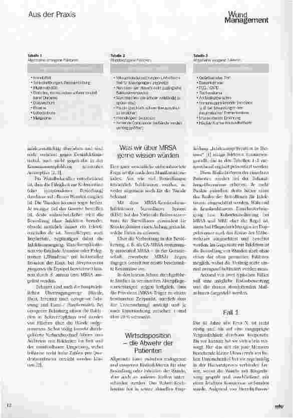 Vorschauseite 2: MRSA im Wundabstrich - Zwei Fälle und das Management aus hygienischer Sicht