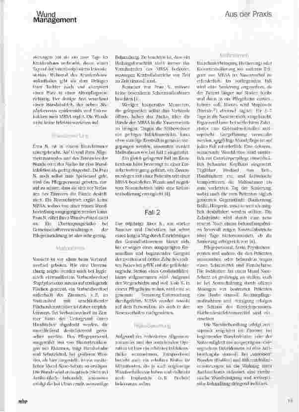 Vorschauseite 3: MRSA im Wundabstrich - Zwei Fälle und das Management aus hygienischer Sicht