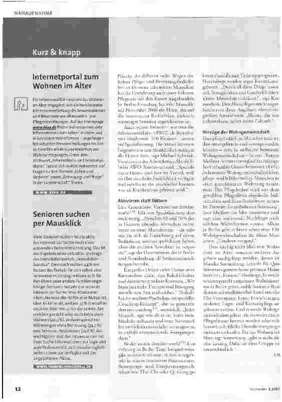 Vorschauseite 3: Heimspiel? - Über das Wohnen im Alter