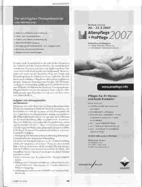 Vorschauseite 2: Sektorübergreifende PatientenversorgungHomecare: Was braucht der Patient?
