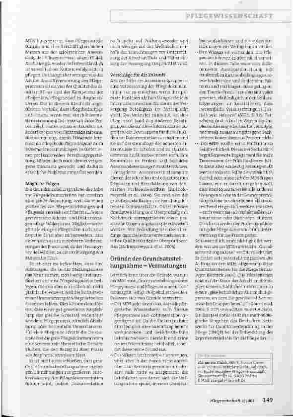 Vorschauseite 5: Kommentar zur Grundsatzstellungnahme Pflegeprozess und Dokumentation des MDS