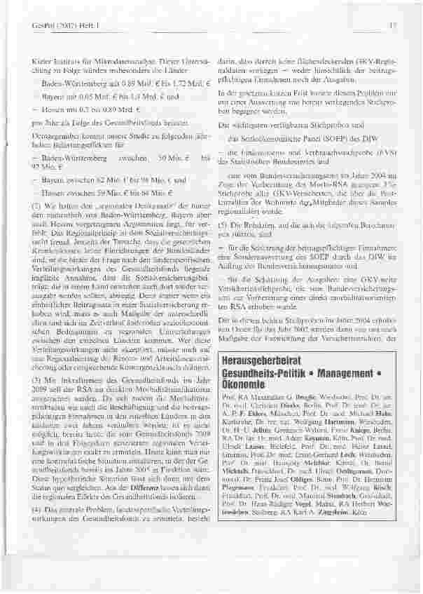 Vorschauseite 2: Gutachten schafft Klarheit bei finanziellen Auswirkungen des Gesundheitsfonds