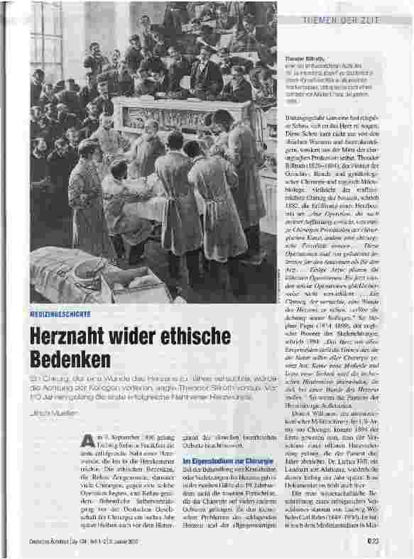 Vorschauseite 1: MEDIZINGESCHICHTE - Herznaht wider ethische Bedenken
