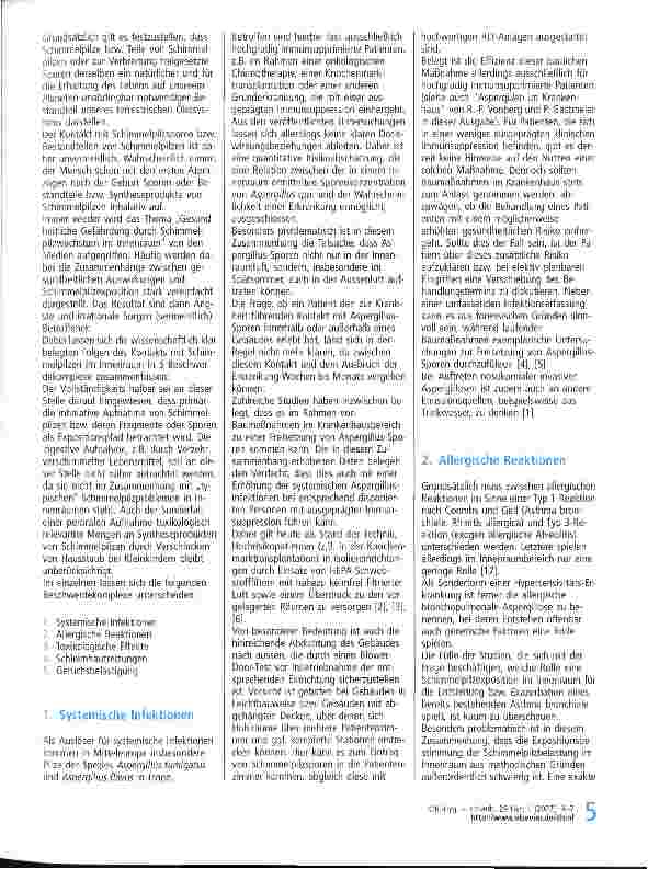 Vorschauseite 2: Schimmelpilze im Innenraum: Was ist zu tun?Teil 1: Gesundheitliche Risiken durch Schimmelpilze