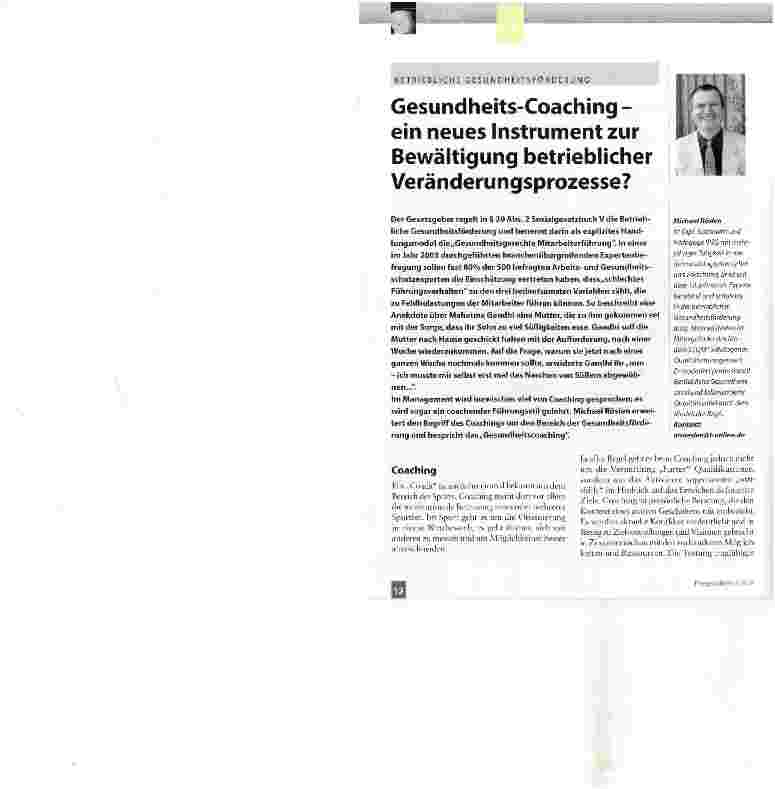 Vorschauseite 1: Gesundheits-Coaching -ein neues Instrument zur Bewältigung betrieblicher Veränderungsprozesse?