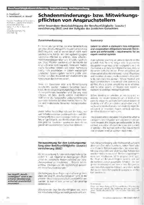 Vorschauseite 1: Schadenminderungsbzw. Mitwirkungspflichten von Anspruchstellern