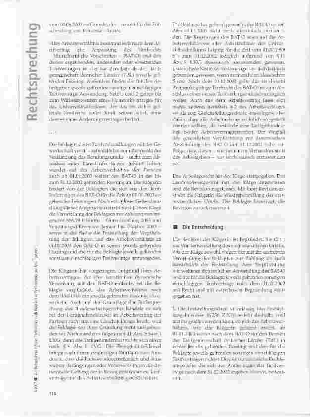 Vorschauseite 2: Zur Bezugnahme auf den Tarifvertrag nach Wegfall der Tarifbindung des Arbeitgebers