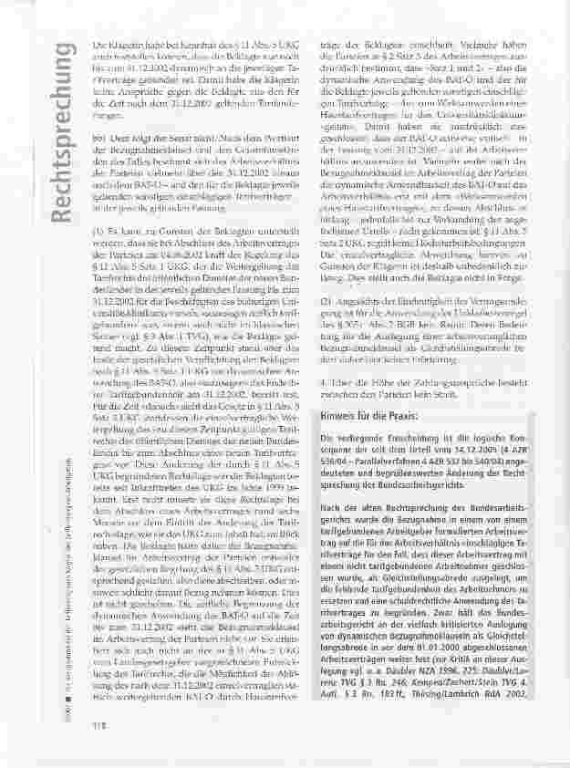 Vorschauseite 4: Zur Bezugnahme auf den Tarifvertrag nach Wegfall der Tarifbindung des Arbeitgebers