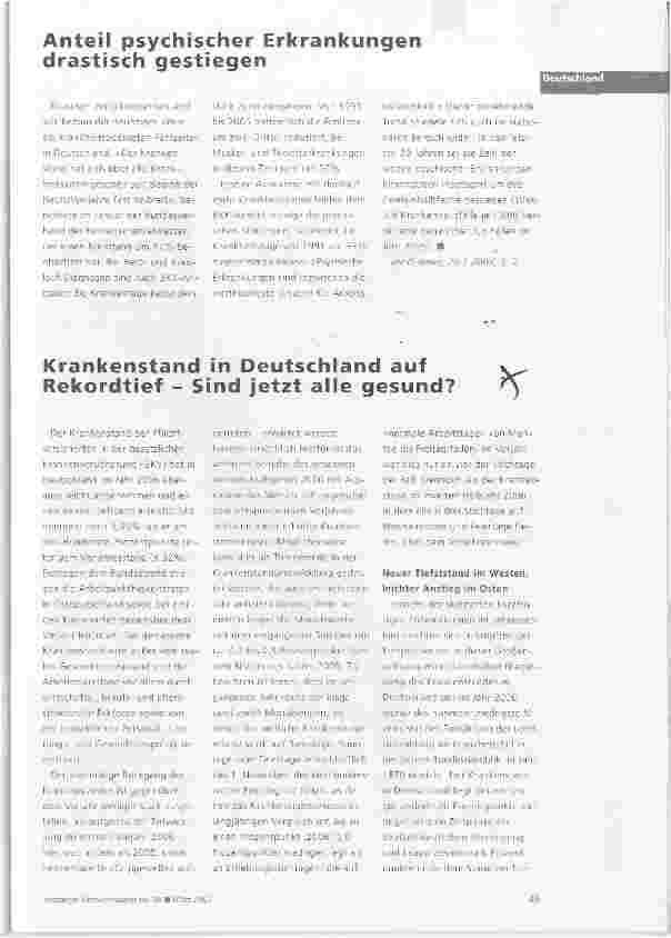 Vorschauseite 1: Krankenstand in Deutschland auf Rekordtief - Sind jetzt alle gesund?