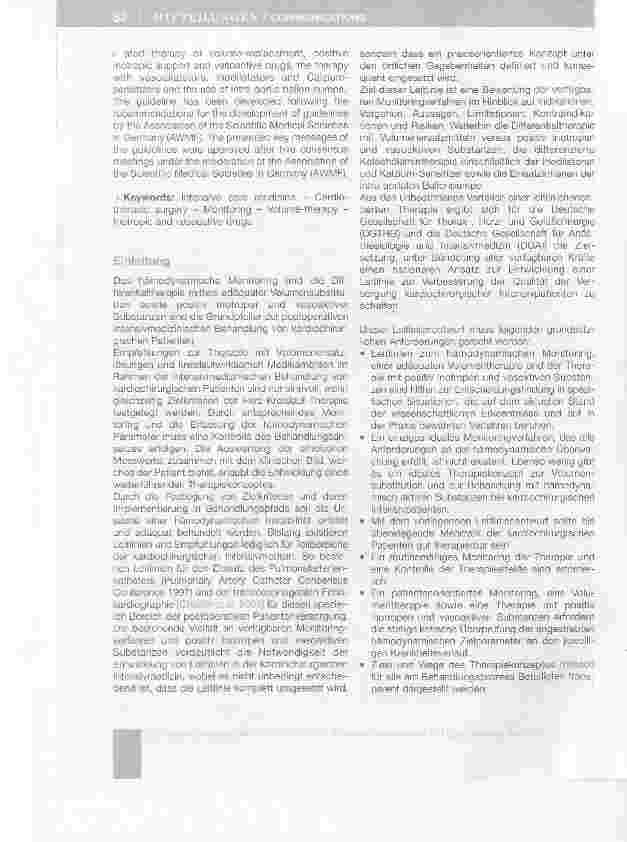 Vorschauseite 2: Die intensivmedizinische Versorgung herzchirurgischer Patienten: Hämodynamisches Monitoring und Herz-Kreislauf-Therapie