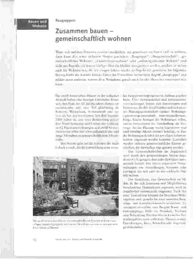 Vorschauseite 1: Zusammen bauen -gemeinschaftlich wohnen