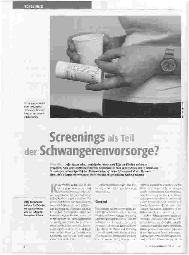 Vorschauseite 1: Screenings als Teil der Schwangerenvorsorge?