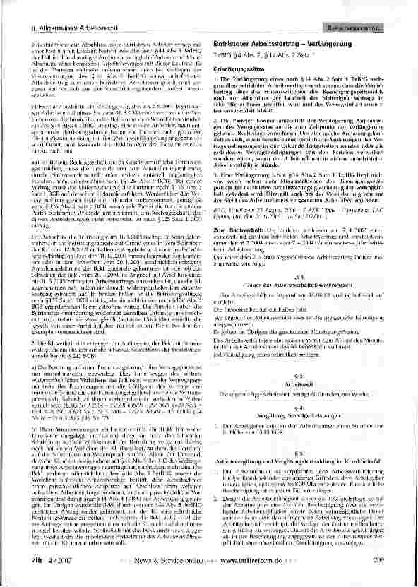 Vorschauseite 3: Befristeter Arbeitsvertrag - Schriftform -Verlängerung - Rechtsmissbrauch