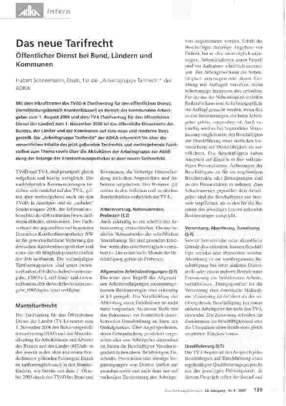 Vorschauseite 1: Das neue Tarifrecht