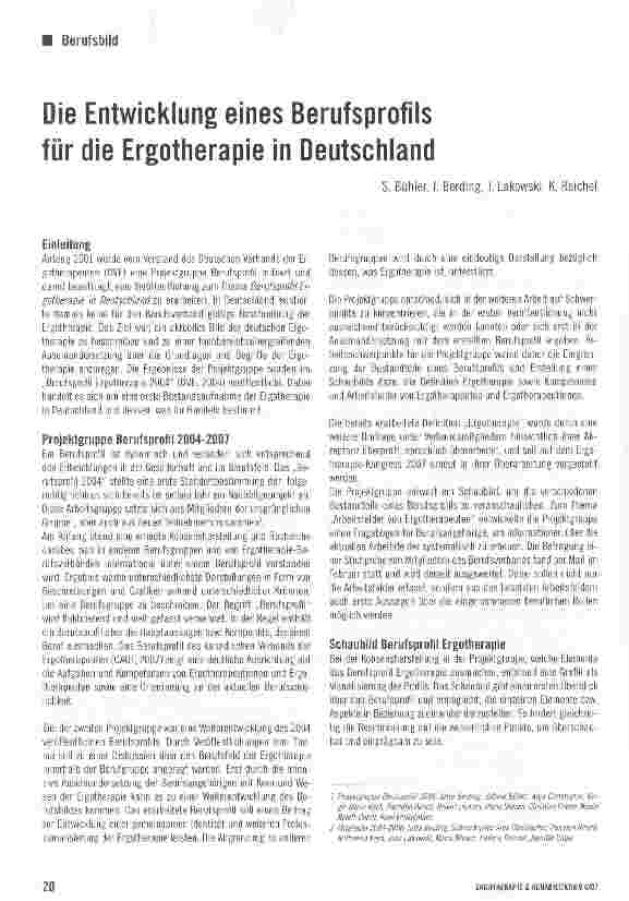 Vorschauseite 1: Die Entwicklung eines Berufsprofils für die Ergotherapie in Deutschland