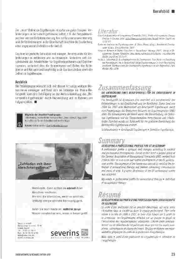 Vorschauseite 4: Die Entwicklung eines Berufsprofils für die Ergotherapie in Deutschland