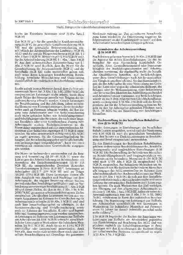 Vorschauseite 3: Europäische Gleich-behandlunesrichtlinien und deutsches Sozial-und Schwerbehindertenrecht