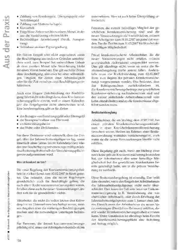 Vorschauseite 3: Neue Regelungen zur Krankenversicherungsfreiheit