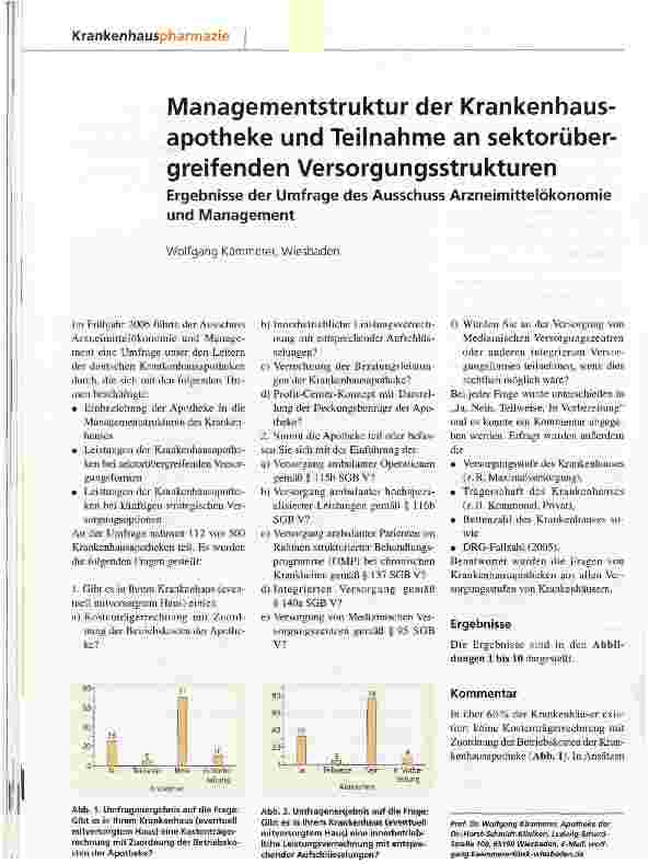 Vorschauseite 1: Managementstruktur der Krankenhausapotheke und Teilnahme an sektorübergreifenden Versorgungsstrukturen