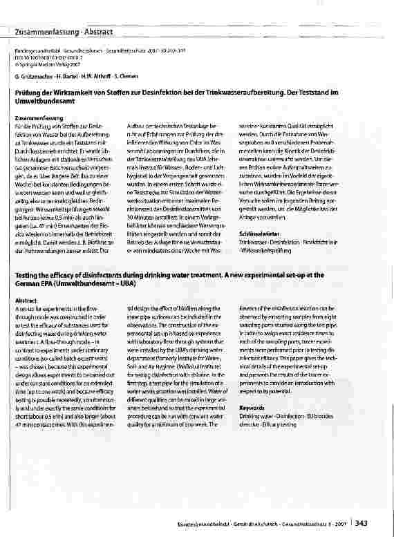 Vorschauseite 4: Prüfung der Wirksamkeit von Stoffen zur Desinfektion bei der Trinkwasseraufbereitung