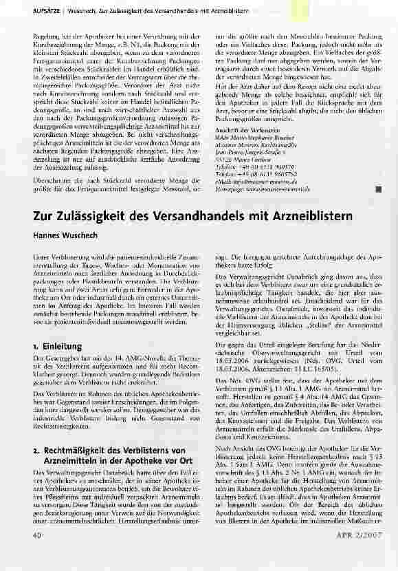 Vorschauseite 2: Arzneimittelabgabe durch Apotheker in der gesetzlichen Krankenversicherung - Rahmenvertrag über die Arzneimittelversorgung