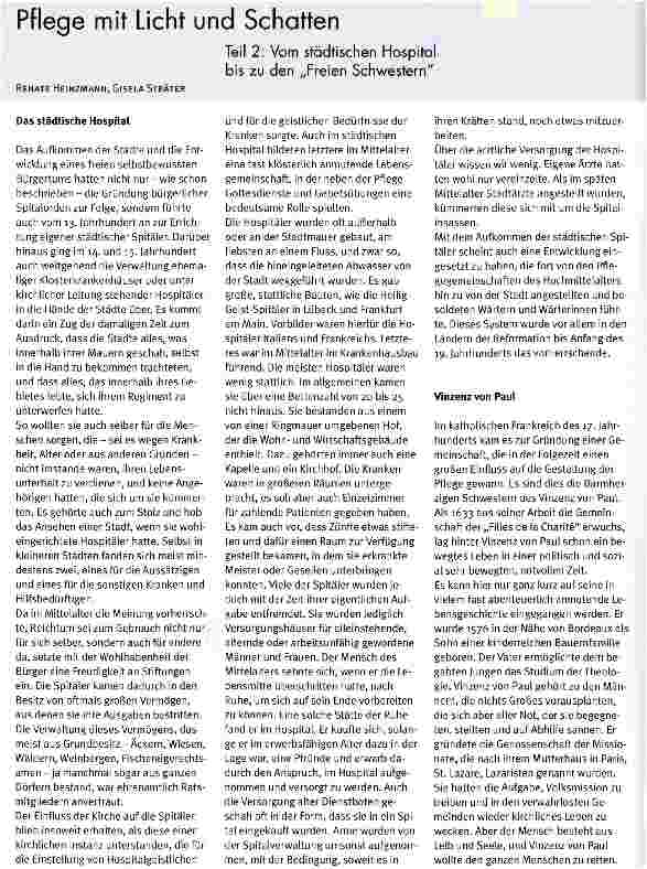 Vorschauseite 1: Pflege mit Licht und Schatten - Teil 2: Vom städtischen Hospital bis zu den Freien Schwestern