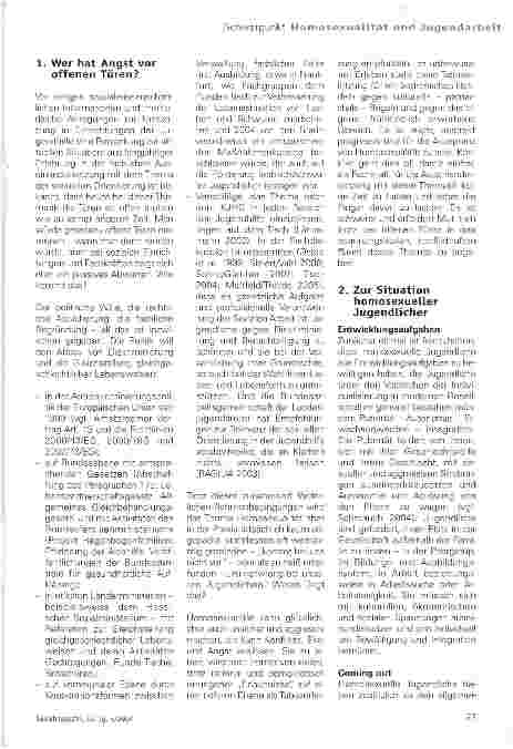 Vorschauseite 2: Schwerpunkt Homosexualität und JugendarbeitSchimpfwort, Leerstelle oder spannendes Thema