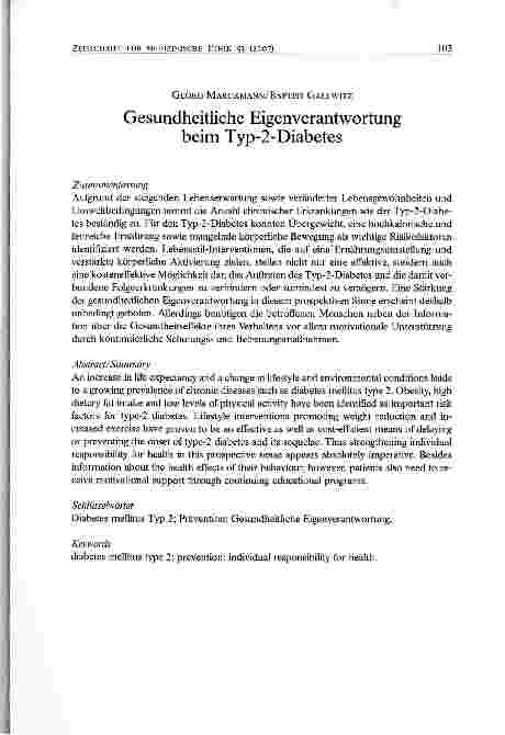Vorschauseite 1: Gesundheitliche Eigenverantwortung beim Typ-2-Diabetes