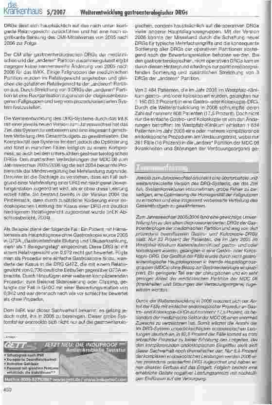 Vorschauseite 4: Weiterentwicklung gastroenterologischer DRGs