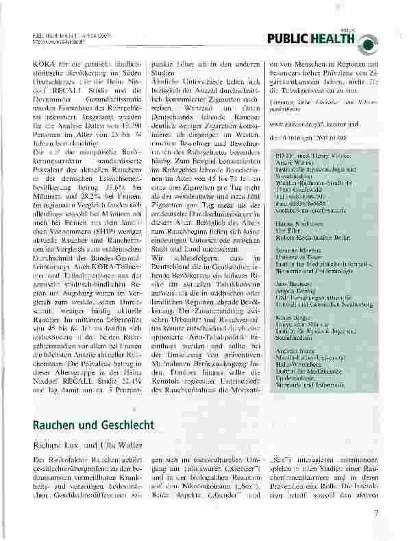 Vorschauseite 1: Rauchen und Geschlecht