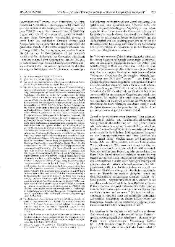 Vorschauseite 5: 50 Jahre Römische Verträge - 50 Jahre Europäisches Sozialrecht1 - Teil 1