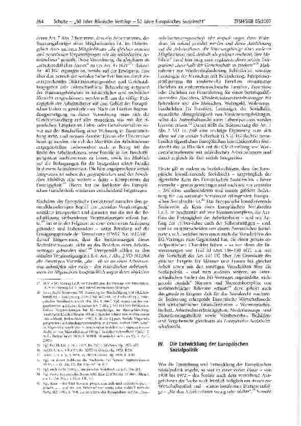 Vorschauseite 6: 50 Jahre Römische Verträge - 50 Jahre Europäisches Sozialrecht1 - Teil 1