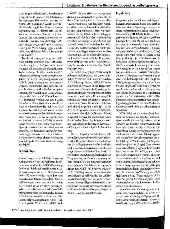 Vorschauseite 4: Die Prävalenz der Aufmerksamkeitsdefizit-/ Hyperaktivitätsstörung (ADHS) bei Kindern und Jugendlichen in Deutschland