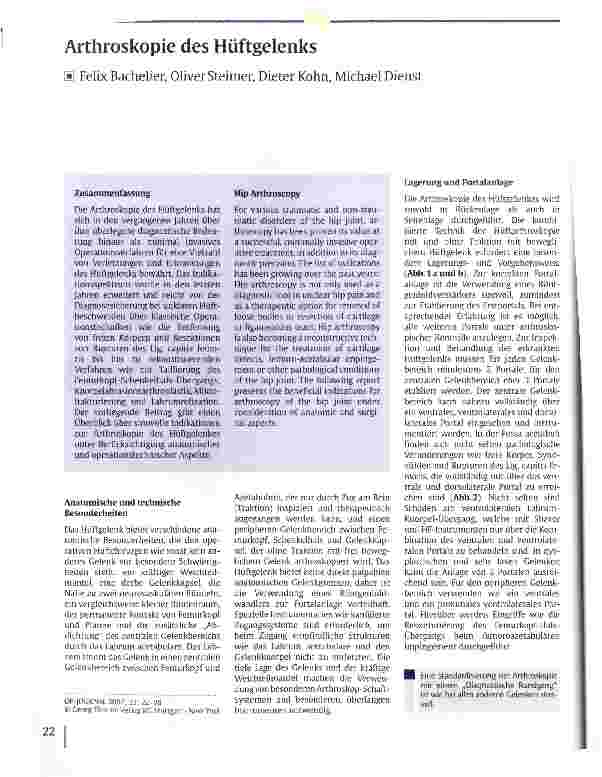Vorschauseite 1: Arthroskopie des Hüftgelenks
