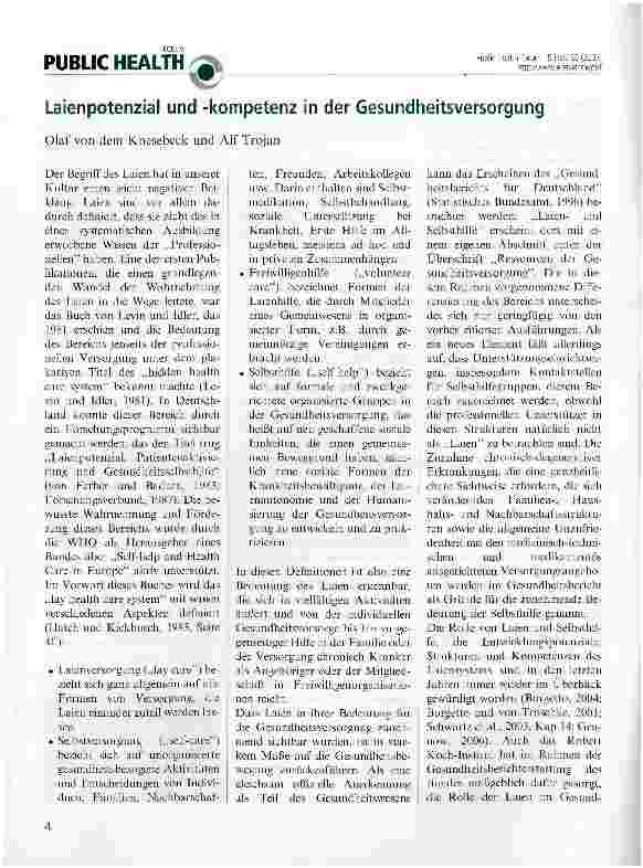 Vorschauseite 1: Laienpotenzial und -kompetenz in der Gesundheitsversorgung