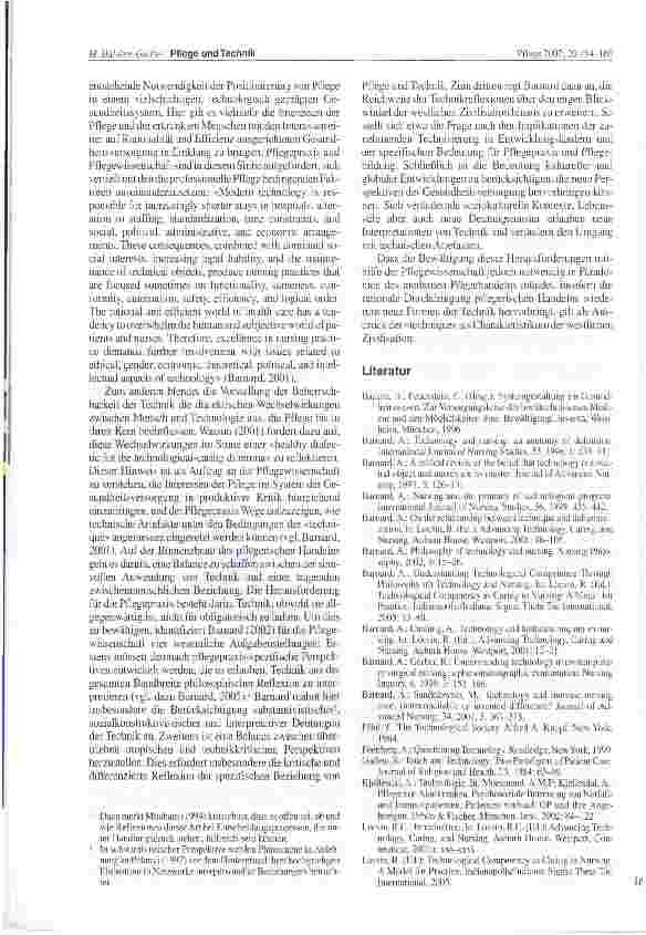 Vorschauseite 5: Pflege und Technik - Annäherung an ein spannungsreiches Verhältnis Zum gegenwärtigen Stand der internationalen Diskussion