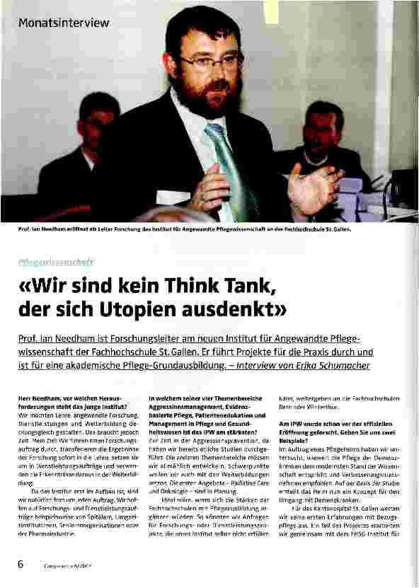 Vorschauseite 1: Wir sind kein ThinkTank, der sich Utopien ausdenkt