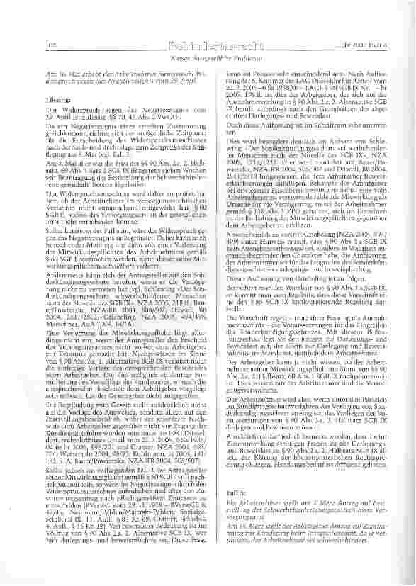Vorschauseite 4: Ausgewählte Probleme zu § 90 Abs. 2 a SGB IX