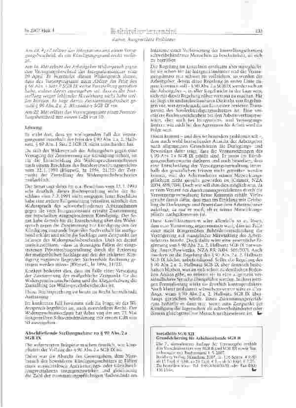 Vorschauseite 5: Ausgewählte Probleme zu § 90 Abs. 2 a SGB IX