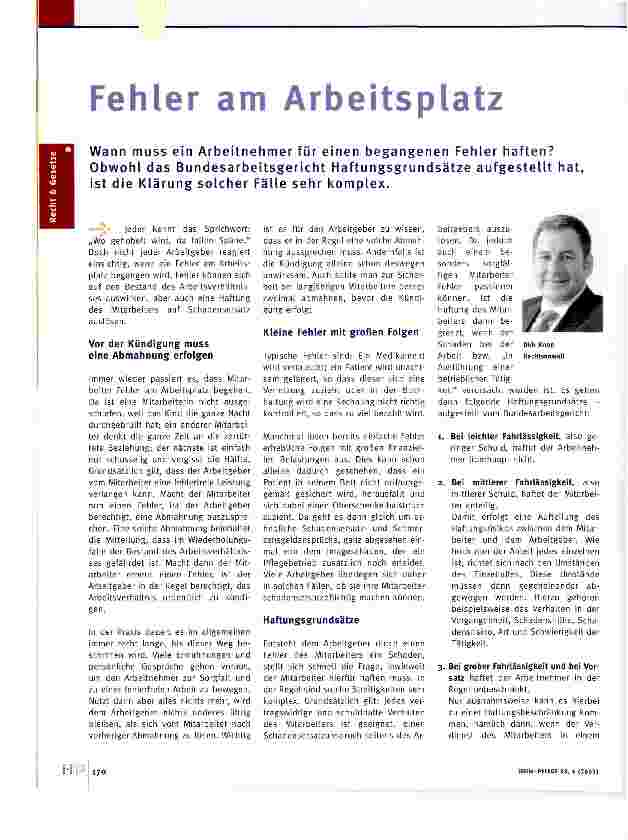 Vorschauseite 1: Fehler am Arbeitsplatz