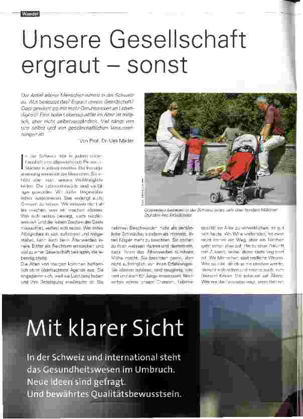 Vorschauseite 1: Unsere Gesellschaft ergraut - sonst