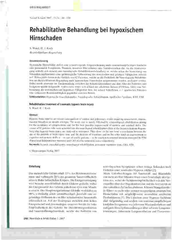 Vorschauseite 1: Rehabilitative Behandlung bei hypoxischem Hirnschaden