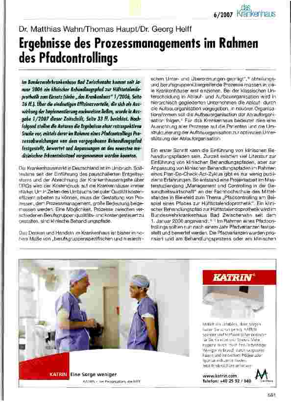 Vorschauseite 1: Ergebnisse des Prozessmanagements im Rahmen des Pfadcontrollings