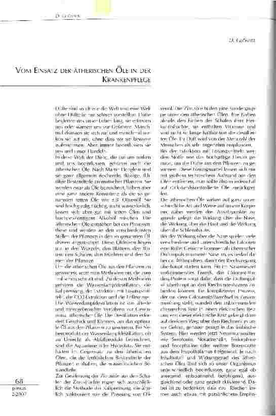 Vorschauseite 1: Vom Einsatz der Ätherischen Öle in der Krankenpflege