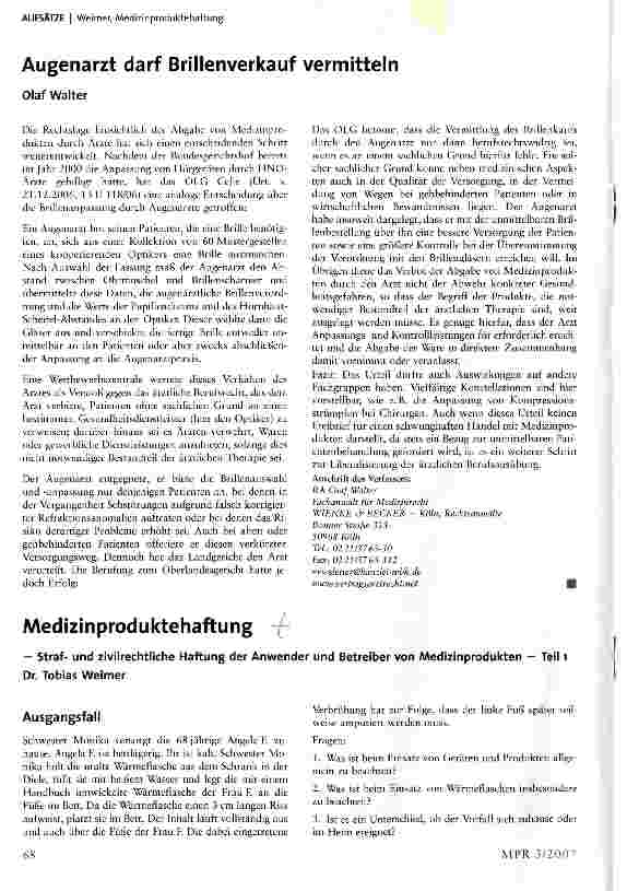 Vorschauseite 1: Medizinproduktehaftung - Strafund zivilrechtliche Haftung der Anwender und Betreiber von Medizinprodukte