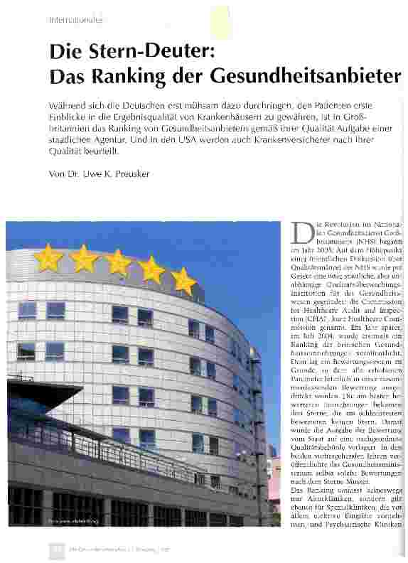 Vorschauseite 1: Die Stern-Deuter:Das Ranking der Gesundheitsanbieter